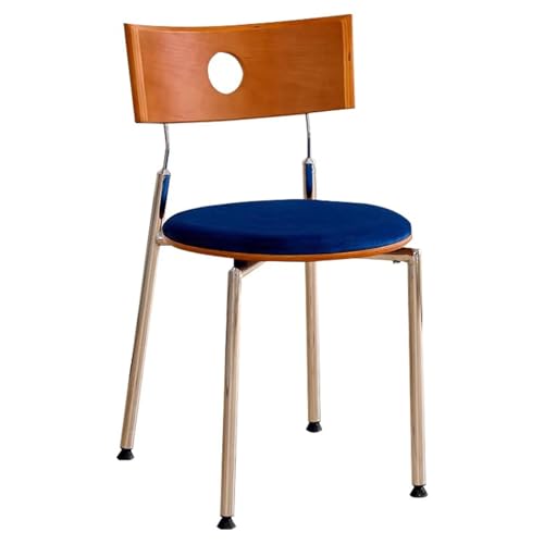 ROSEEONNE Retro-Esszimmerstuhl mit Holzrückenlehne, stapelbarer Küchenstuhl, Wohnzimmerstuhl mit Schwammkissen for Schlafzimmer und Esszimmer(Bleu) von ROSEEONNE