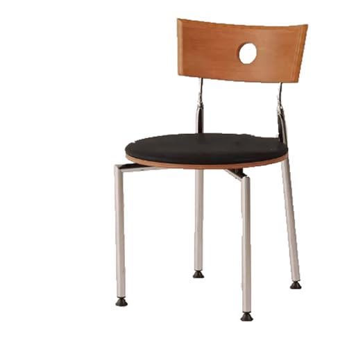 ROSEEONNE Retro-Esszimmerstuhl mit Holzrückenlehne, stapelbarer Küchenstuhl, Wohnzimmerstuhl mit Schwammkissen for Schlafzimmer und Esszimmer(Svart) von ROSEEONNE