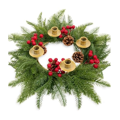 ROSEEONNE Ribbon Weihnachten Adventskranz X-Mas Kerzen Dekorationen und Saison Mittelstück Kerzenhalter Dekor Kalender Dekoration(A) von ROSEEONNE