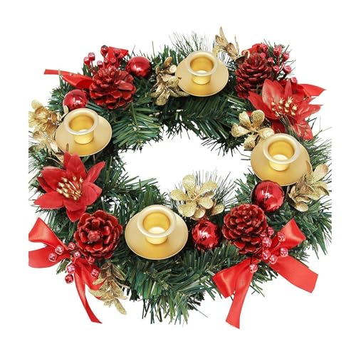 ROSEEONNE Ribbon Weihnachten Adventskranz X-Mas Kerzen Dekorationen und Saison Mittelstück Kerzenhalter Dekor Kalender Dekoration(C) von ROSEEONNE