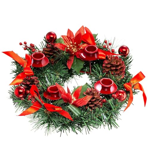 ROSEEONNE Ribbon Weihnachten Adventskranz X-Mas Kerzen Dekorationen und Saison Mittelstück Kerzenhalter Dekor Kalender Dekoration(D) von ROSEEONNE
