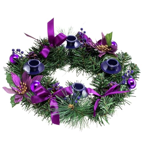 ROSEEONNE Ribbon Weihnachten Adventskranz X-Mas Kerzen Dekorationen und Saison Mittelstück Kerzenhalter Dekor Kalender Dekoration(F) von ROSEEONNE