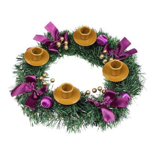ROSEEONNE Ribbon Weihnachten Adventskranz X-Mas Kerzen Dekorationen und Saison Mittelstück Kerzenhalter Dekor Kalender Dekoration(G) von ROSEEONNE