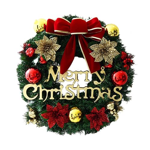 ROSEEONNE Weihnachtskranz-Girlande mit Vier Blumen und Schleife, Weihnachtsdekoration for Party, Fenster, Schränke, Zimmer, Innen- und Außenwanddekoration(30cm) von ROSEEONNE