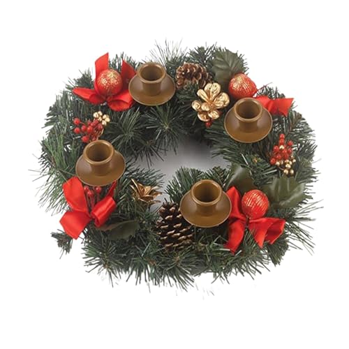 ROSEEONNE Weihnachtskranz mit Band, Kerzenhalter und Weihnachtskerzen, Dekorationen, saisonale Mittelstückdekoration, Kalenderdekoration(Bruin) von ROSEEONNE