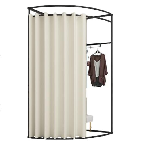 ROSEEONNE umkleidekabine mobil Mobile Bodenumkleidekabine, Eisen-Eckumkleidekabinen-Trennwand, Umkleidekabinen-Sichtschutz, einfach zu montieren, Compatible with Einkaufen umkleidekabine(Beige,S) von ROSEEONNE