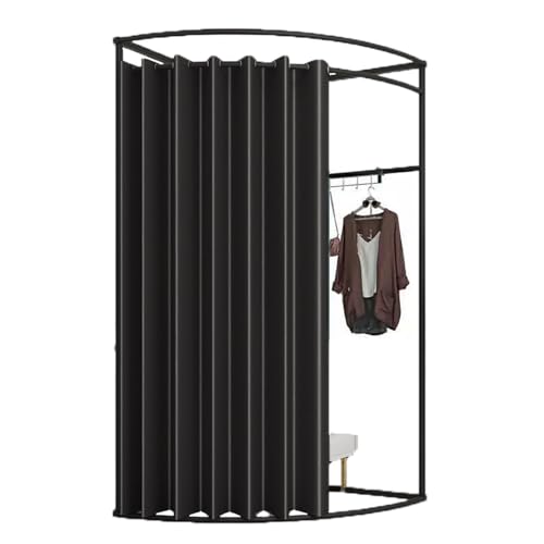 ROSEEONNE umkleidekabine mobil Mobile Bodenumkleidekabine, Eisen-Eckumkleidekabinen-Trennwand, Umkleidekabinen-Sichtschutz, einfach zu montieren, Compatible with Einkaufen umkleidekabine(Black A,S) von ROSEEONNE