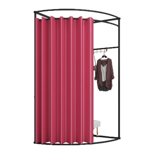 ROSEEONNE umkleidekabine mobil Mobile Bodenumkleidekabine, Eisen-Eckumkleidekabinen-Trennwand, Umkleidekabinen-Sichtschutz, einfach zu montieren, Compatible with Einkaufen umkleidekabine(Wine red,L) von ROSEEONNE