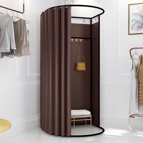 ROSEEONNE umkleidekabine mobil Mobile Umkleidekabine, abnehmbare tragbare Ankleidekabine, Sichtschutz, Umkleidekabine Compatible with das Home-Office-Einkaufszentrum umkleidekabine(Brown A,85 * 80cm) von ROSEEONNE