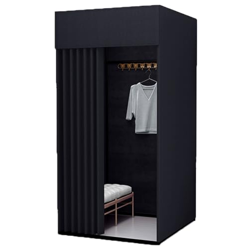 ROSEEONNE umkleidekabine mobil Shopping Mobile Umkleidekabine Tragbarer Boden-Umkleideraum Bekleidungsgeschäft Umkleidekabine Einfach zu montieren Sichtschutz umkleidekabine(Black B,M) von ROSEEONNE