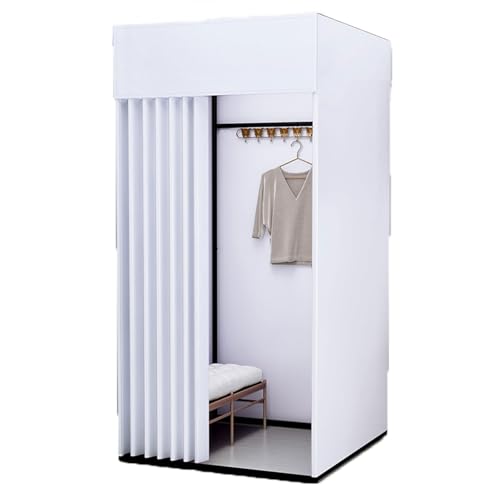 ROSEEONNE umkleidekabine mobil Shopping Mobile Umkleidekabine Tragbarer Boden-Umkleideraum Bekleidungsgeschäft Umkleidekabine Einfach zu montieren Sichtschutz umkleidekabine(Blanc,L) von ROSEEONNE
