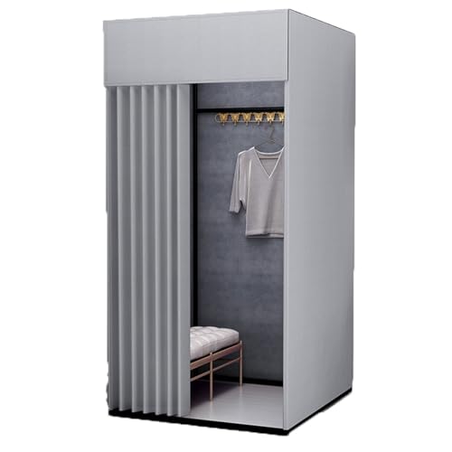 ROSEEONNE umkleidekabine mobil Shopping Mobile Umkleidekabine Tragbarer Boden-Umkleideraum Bekleidungsgeschäft Umkleidekabine Einfach zu montieren Sichtschutz umkleidekabine(Grey,L) von ROSEEONNE