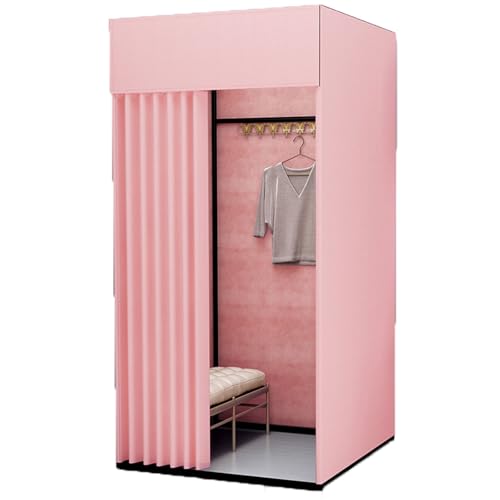 ROSEEONNE umkleidekabine mobil Shopping Mobile Umkleidekabine Tragbarer Boden-Umkleideraum Bekleidungsgeschäft Umkleidekabine Einfach zu montieren Sichtschutz umkleidekabine(Light pink,M) von ROSEEONNE