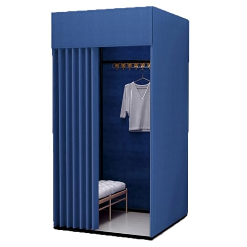 ROSEEONNE umkleidekabine mobil Shopping Mobile Umkleidekabine Tragbarer Boden-Umkleideraum Bekleidungsgeschäft Umkleidekabine Einfach zu montieren Sichtschutz umkleidekabine(Navy Blue,L) von ROSEEONNE