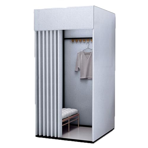 ROSEEONNE umkleidekabine mobil Shopping Mobile Umkleidekabine Tragbarer Boden-Umkleideraum Bekleidungsgeschäft Umkleidekabine Einfach zu montieren Sichtschutz umkleidekabine(Silver,M) von ROSEEONNE