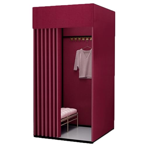ROSEEONNE umkleidekabine mobil Shopping Mobile Umkleidekabine Tragbarer Boden-Umkleideraum Bekleidungsgeschäft Umkleidekabine Einfach zu montieren Sichtschutz umkleidekabine(Wine red,M) von ROSEEONNE