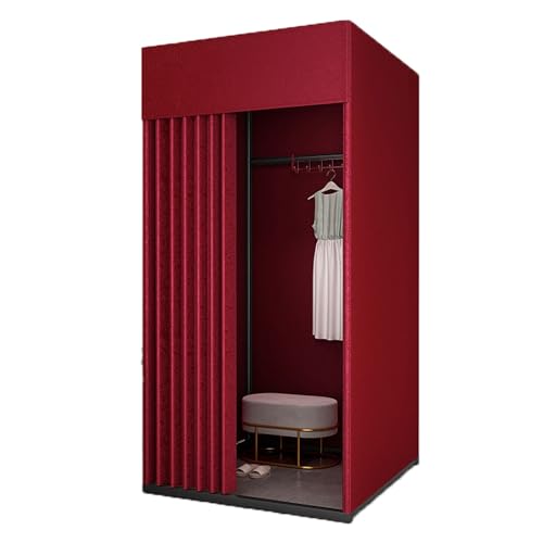 ROSEEONNE umkleidekabine mobil Temporäre Mobile Umkleidekabine Ankleidezimmer Compatible with Bekleidungsgeschäfte tragbare Faltbare Einkaufen im Freien 3 Größen umkleidekabine(Wine red,1 * 0.8 * 2m) von ROSEEONNE