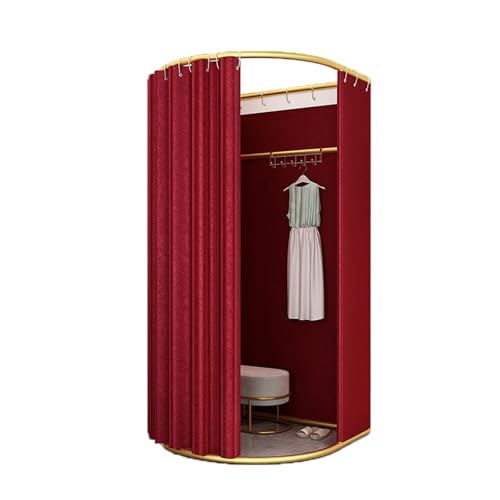 ROSEEONNE umkleidekabine mobil Tragbarer Umkleideraumboden mobiler Ankleideraum Faltbarer Sichtschutz Compatible with Bekleidungsgeschäfte Einkaufen umkleidekabine(Wine red,85x80cm) von ROSEEONNE