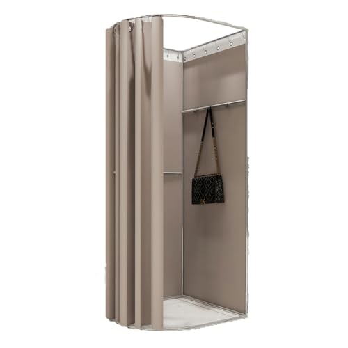 ROSEEONNE umkleidekabine mobil Umkleidekabine Compatible with Bekleidungsgeschäfte tragbare Umkleidekabine geeignet with die Garderobe von Büro- und Schlafsälen umkleidekabine(Milk Tea,80x90x200cm) von ROSEEONNE