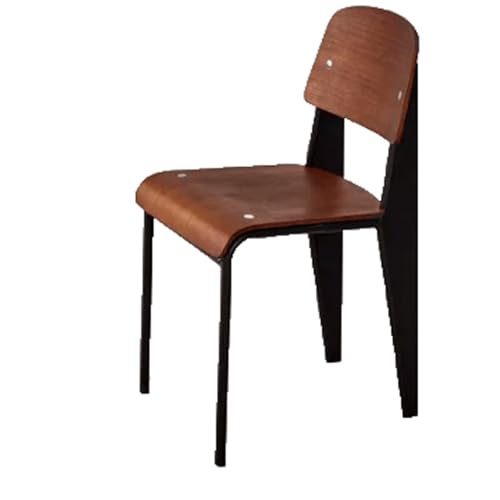 Retro Esszimmerstuhl Massivholz Home Schreibtischstuhl Caféstuhl mit Rückenlehne Metallrahmen Küchenstuhl for Schlafzimmer Wohnzimmer(Black-Walnut) von ROSEEONNE
