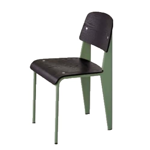 Retro Esszimmerstuhl Massivholz Home Schreibtischstuhl Caféstuhl mit Rückenlehne Metallrahmen Küchenstuhl for Schlafzimmer Wohnzimmer(Green-Black) von ROSEEONNE