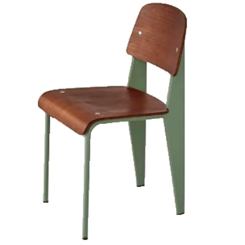 Retro Esszimmerstuhl Massivholz Home Schreibtischstuhl Caféstuhl mit Rückenlehne Metallrahmen Küchenstuhl for Schlafzimmer Wohnzimmer(Green-Walnut) von ROSEEONNE