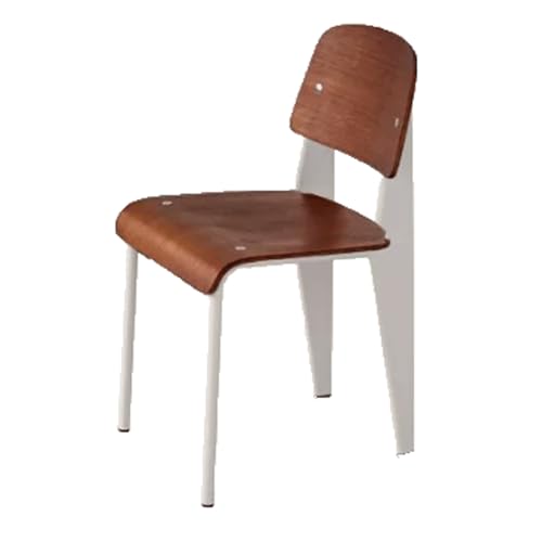 Retro Esszimmerstuhl Massivholz Home Schreibtischstuhl Caféstuhl mit Rückenlehne Metallrahmen Küchenstuhl for Schlafzimmer Wohnzimmer(White-Walnut) von ROSEEONNE