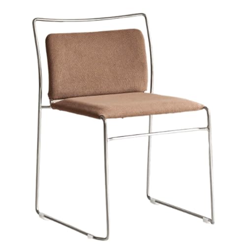 Schlichter, moderner Esszimmerstuhl mit Metallrahmen, armloser Küchenstuhl, Schwammkissen mit Rückenlehne, Wohnzimmerstuhl, Caféstuhl(Bruin) von ROSEEONNE