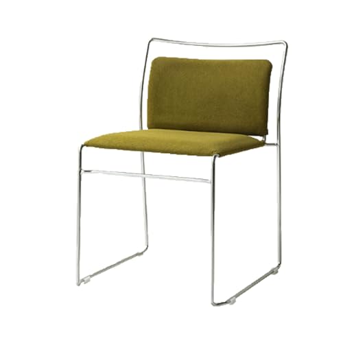 Schlichter, moderner Esszimmerstuhl mit Metallrahmen, armloser Küchenstuhl, Schwammkissen mit Rückenlehne, Wohnzimmerstuhl, Caféstuhl(Geel) von ROSEEONNE