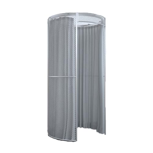umkleidekabine mobil Einfache Umkleidekabine Compatible with Bekleidungsgeschäfte, Eisenkunst, runde Umkleidekabine, mobiler Bodenumkleideraum, Einkaufszentrum, Sichtschutz umkleidekabine(Grey,Silver) von ROSEEONNE