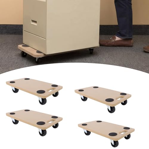 ROSEJANE 4 Stück Transportroller Rollbrett MDF Möbelroller Transporthilfe Möbel Roller, mit Integrierten Handgriff und Gummipads, bis zu 200 kg Tragkraft ROSEJANE 4 Stück Transportroller Rollbrett MDF Möbelroller Transporthilfe Möbel Roller, mit Integrierten Handgriff und Gummipads, bis zu 200 kg Tragkraft von ROSEJANE