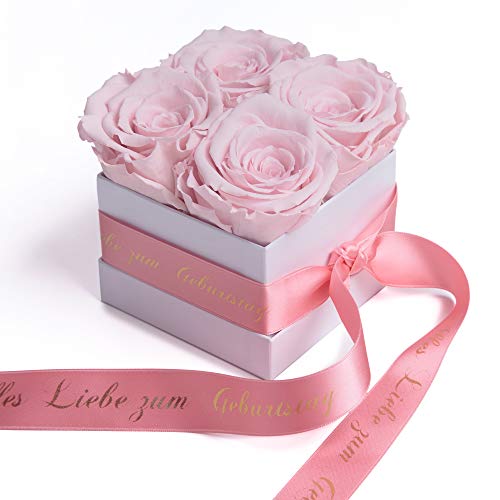 ROSEMARIE SCHULZ Heidelberg Alles Liebe zum Geburtstag - weiße Rosenbox mit Infinity Rosen haltbar 3 Jahre - Geburtstagsgeschenk rosa für die Beste Freundin (Alles Liebe zum Geburtstag, Weiß-Rosa) von ROSEMARIE SCHULZ Heidelberg