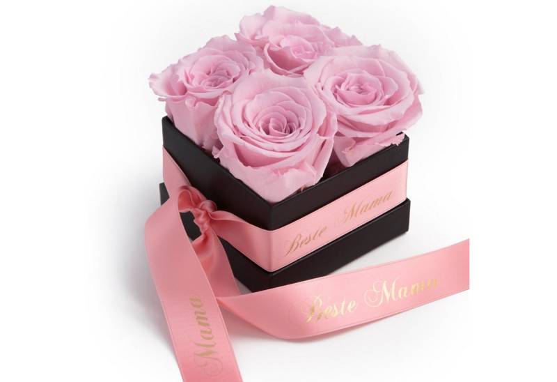 Kunstblume Beste Mama Rosenbox Infinity Rosen mit Duft echte konservierte Blumen Rose, ROSEMARIE SCHULZ Heidelberg, Höhe 8.5 cm, haltbar bis zu 3 Jahre, Made in Germany von ROSEMARIE SCHULZ Heidelberg