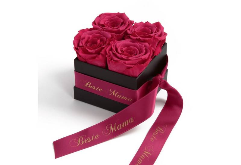 Kunstblume Beste Mama Infinity Rosenbox Rosen mit Duft echte konservierte Blumen Rose, ROSEMARIE SCHULZ Heidelberg, Höhe 8,5 cm, haltbar bis zu 3 Jahre, Made in Germany von ROSEMARIE SCHULZ Heidelberg