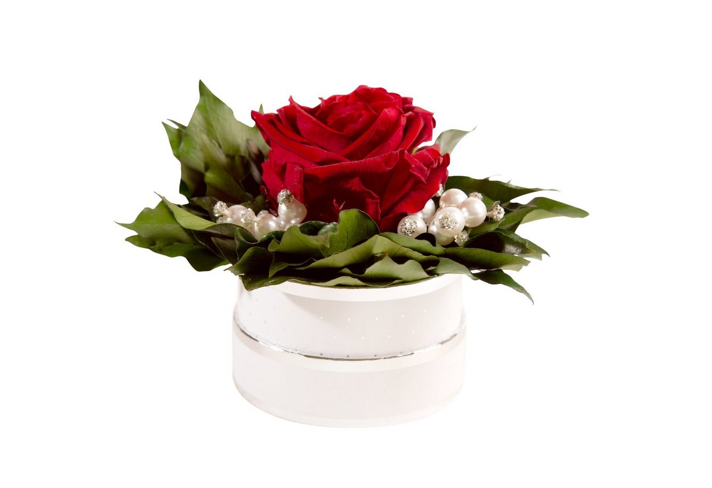 Kunstblume Infinity Rosenbox Diamonds and Pearls 1 infinity Rose Rose, ROSEMARIE SCHULZ Heidelberg, Höhe 10 cm, echte Blume die lange hält, Made in Germany von ROSEMARIE SCHULZ Heidelberg