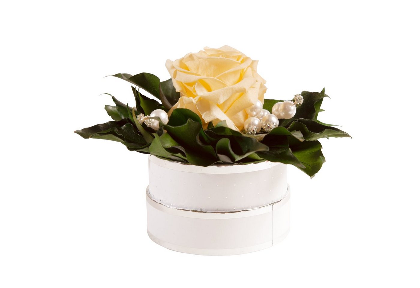 Kunstblume Infinity Rosenbox Diamonds and Pearls 1 infinity Rose Rose, ROSEMARIE SCHULZ Heidelberg, Höhe 10 cm, echte Blume die lange hält, Made in Germany von ROSEMARIE SCHULZ Heidelberg