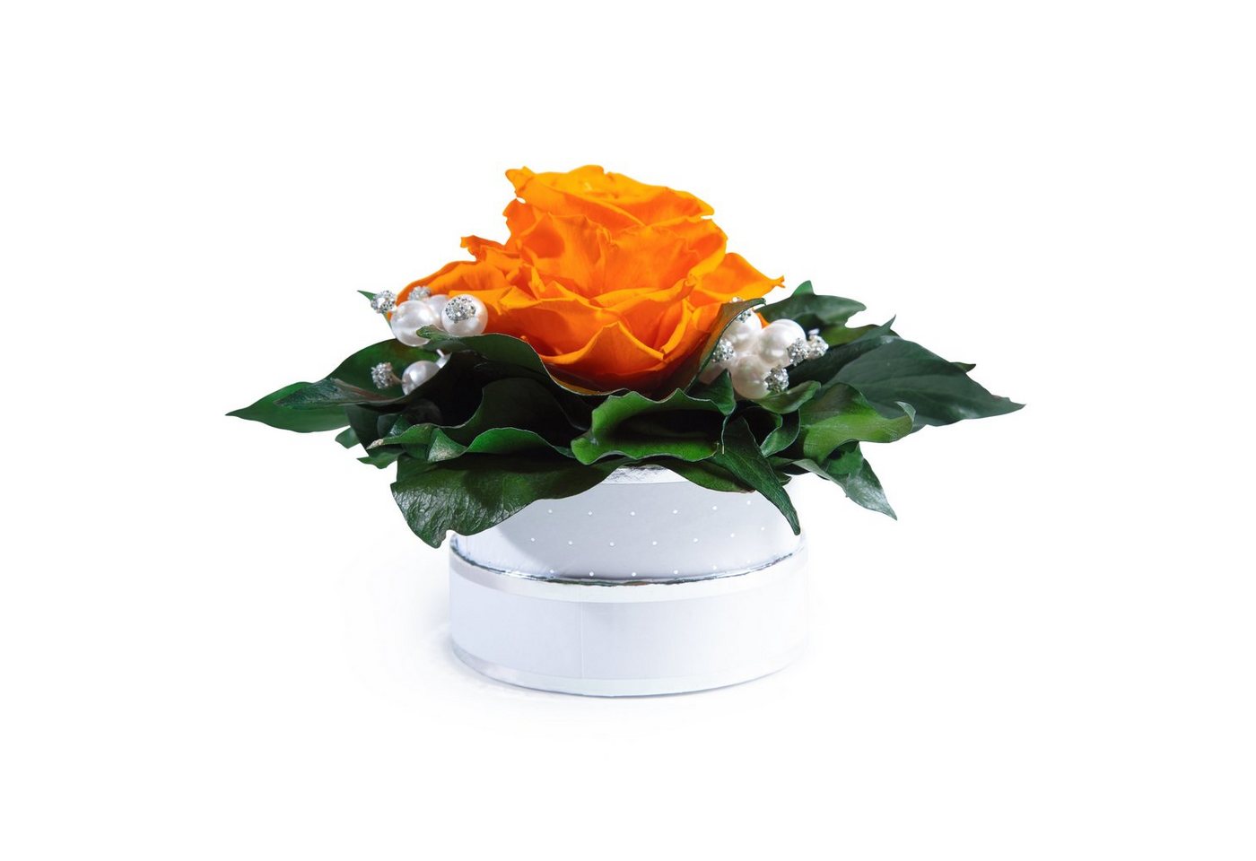 Kunstblume Infinity Rosenbox Diamonds and Pearls 1 infinity Rose Rose, ROSEMARIE SCHULZ Heidelberg, Höhe 10 cm, echte Blume die lange hält, Made in Germany von ROSEMARIE SCHULZ Heidelberg