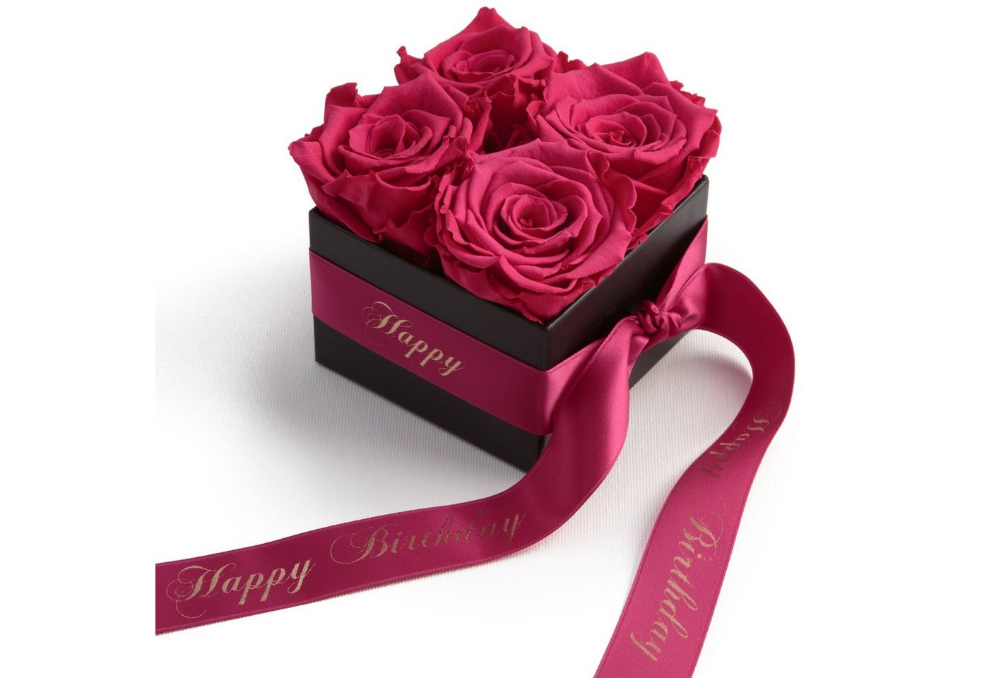 Kunstblume Infinity Rosenbox Happy Birthday Geschenk Geburtstag für Frauen Rose, ROSEMARIE SCHULZ Heidelberg, Höhe 8.5 cm, echte Rosen haltbar 3 Jahre, Made in Germany von ROSEMARIE SCHULZ Heidelberg
