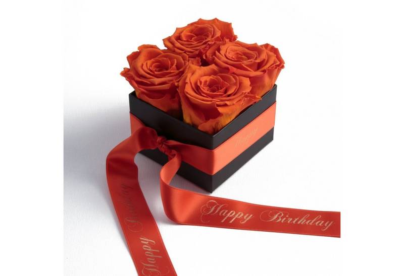 Kunstblume Infinity Rosen Rosenbox Happy Birthday Geburtstag Geschenk für Frauen Rose, ROSEMARIE SCHULZ Heidelberg, Höhe 8.5 cm, echte Rosen lang haltbar, Made in Germany von ROSEMARIE SCHULZ Heidelberg