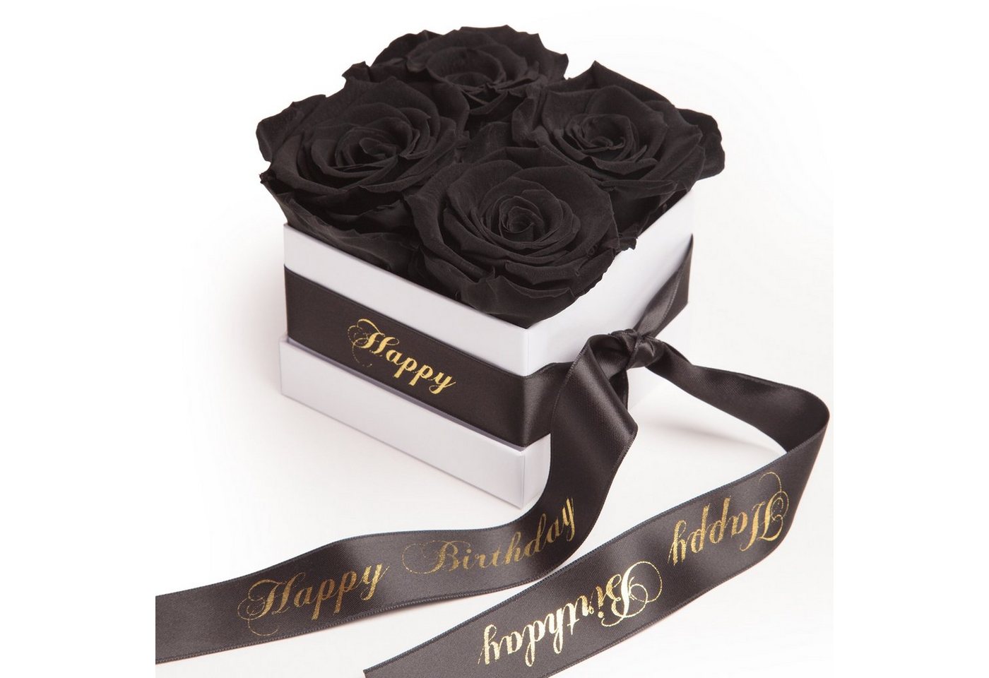 Kunstblume Infinity Rosenbox Happy Birthday Geschenk Geburtstag für Frauen Rose, ROSEMARIE SCHULZ Heidelberg, Höhe 8.5 cm, echte Rosen haltbar 3 Jahre von ROSEMARIE SCHULZ Heidelberg