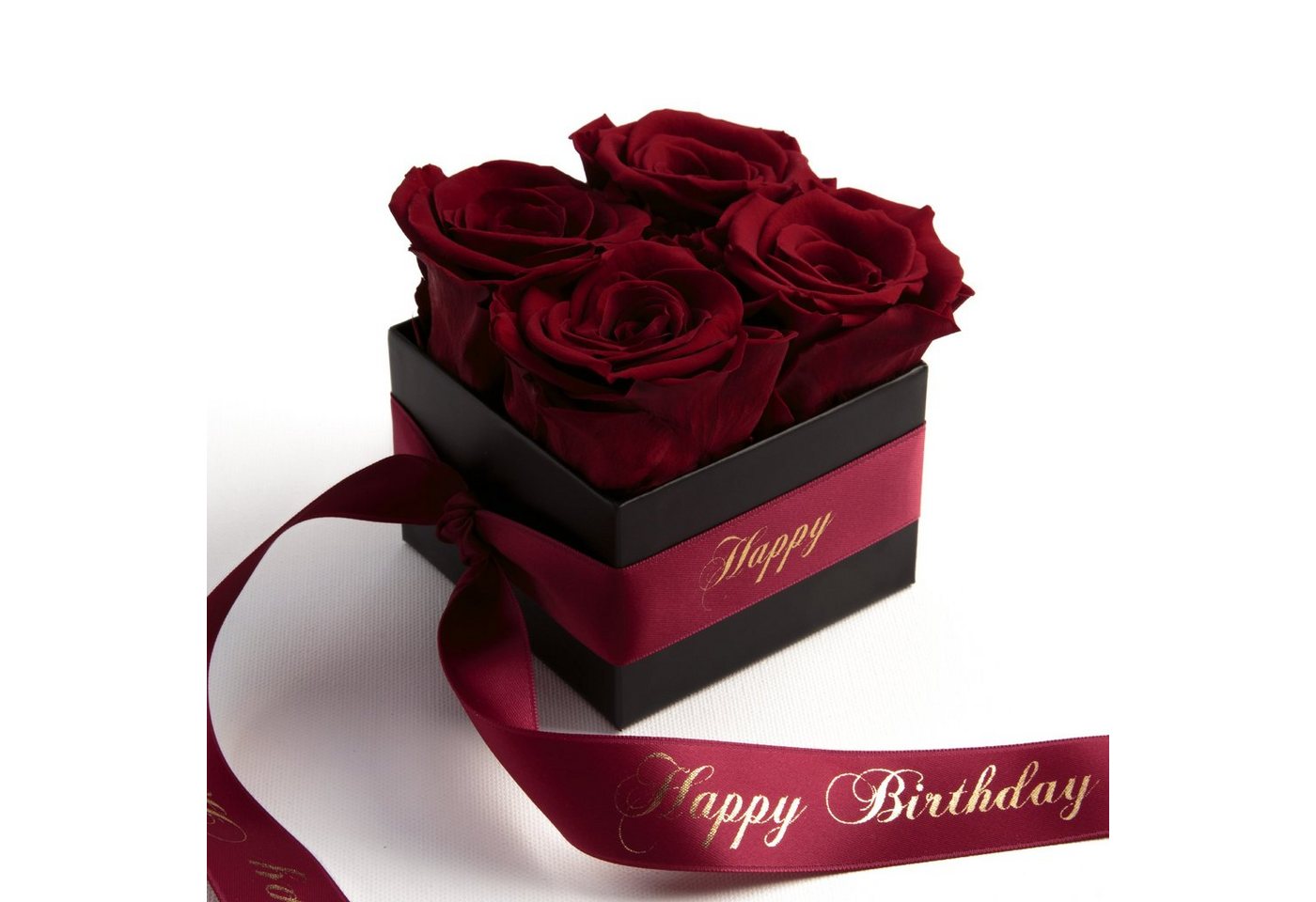 Kunstblume Infinity Rosenbox Happy Birthday Geschenk Geburtstag für Frauen Rose, ROSEMARIE SCHULZ Heidelberg, Höhe 8.5 cm, echte Rosen haltbar 3 Jahre von ROSEMARIE SCHULZ Heidelberg