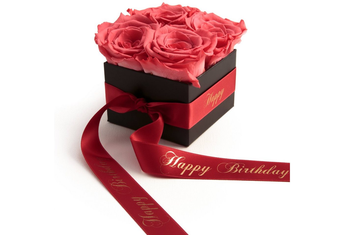 Kunstblume Infinity Rosenbox Happy Birthday Geschenk Geburtstag für Frauen Rose, ROSEMARIE SCHULZ Heidelberg, Höhe 8.5 cm, echte Rosen haltbar 3 Jahre von ROSEMARIE SCHULZ Heidelberg