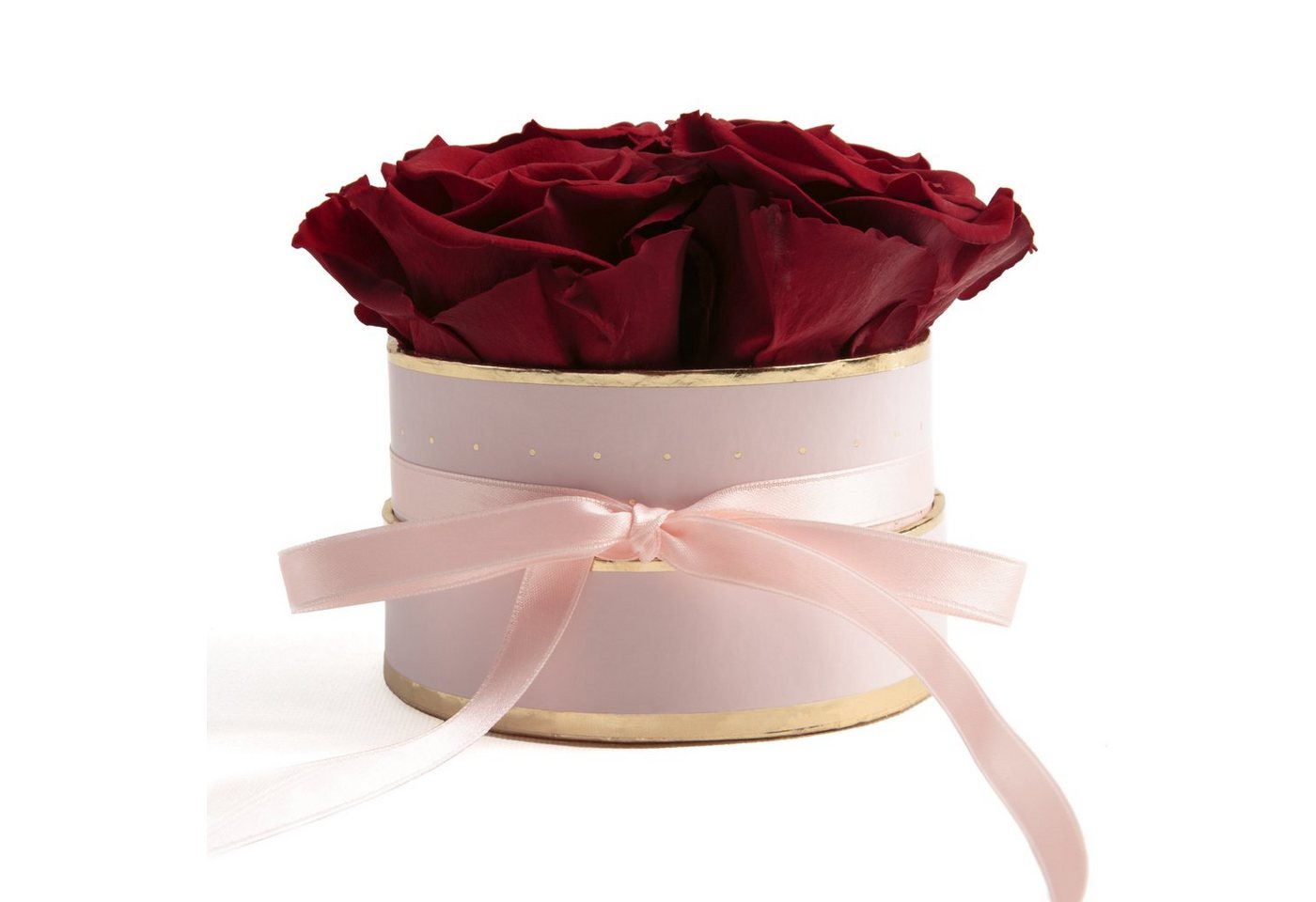 Kunstblume Infinity Rosenbox rosa rund 4 konservierte Rosen Geschenk für Frauen Rose, ROSEMARIE SCHULZ Heidelberg, Höhe 10 cm, echte konservierte Rosen von ROSEMARIE SCHULZ Heidelberg