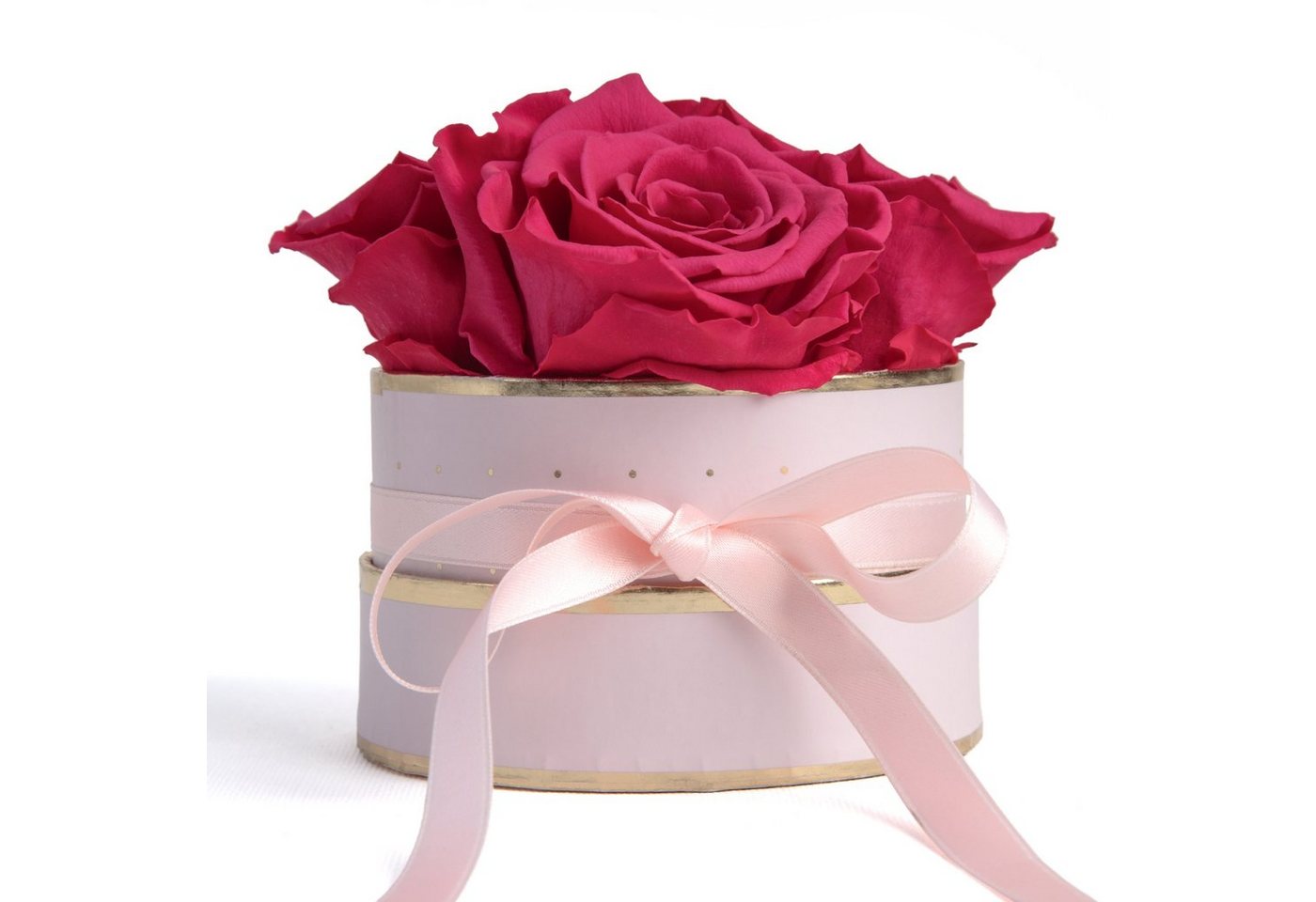 Kunstblume Infinity Rosenbox rosa rund 4 konservierte Rosen Geschenk für Frauen Rose, ROSEMARIE SCHULZ Heidelberg, Höhe 10 cm, echte konservierte Rosen von ROSEMARIE SCHULZ Heidelberg