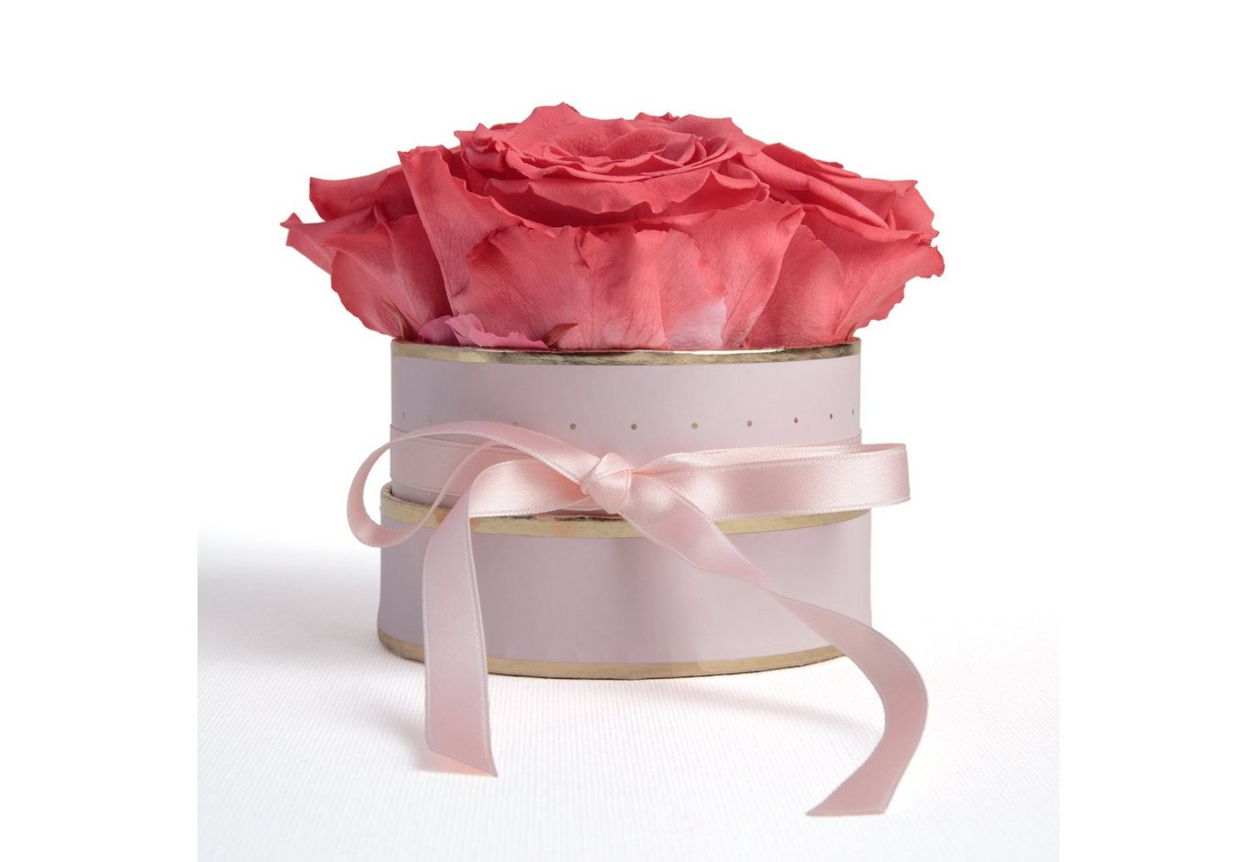 Kunstblume Infinity Rosenbox rosa rund 4 konservierte Rosen Geschenk für Frauen Rose, ROSEMARIE SCHULZ Heidelberg, Höhe 10 cm, echte konservierte Rosen von ROSEMARIE SCHULZ Heidelberg