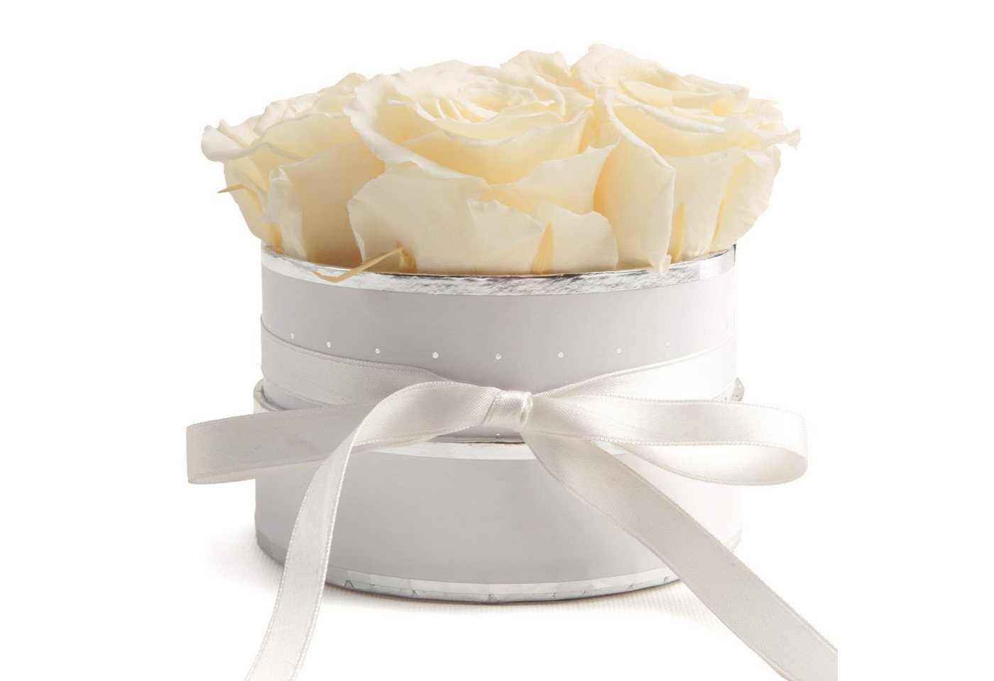 Kunstblume Infinity Rosenbox weiß rund 4 konservierte Rosen inklusiv Geschenkbox Rose, ROSEMARIE SCHULZ Heidelberg, Höhe 10 cm, echte Rosen haltbar 3 Jahre, Made in Germany Kunstblume Infinity Rosenbox weiß rund 4 konservierte Rosen inklusiv Geschenkbox Rose, ROSEMARIE SCHULZ Heidelberg, Höhe 10 cm, echte Rosen haltbar 3 Jahre, Made in Germany von ROSEMARIE SCHULZ Heidelberg