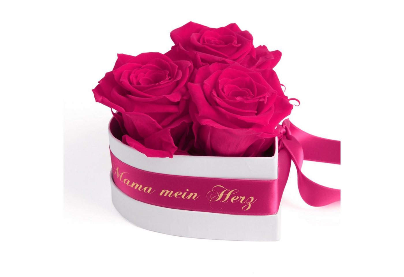 Kunstblume Mama Geschenk Du bist mein Herz Rosenbox Geschenkbox 3 Infinity Rosen Rose, ROSEMARIE SCHULZ Heidelberg, Höhe 10 cm, echte Blumen 3 Jahre haltbar, Made in Germany von ROSEMARIE SCHULZ Heidelberg