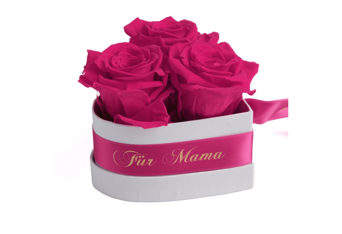 Kunstblume Rosenbox Herz 3 Infinity Rosen Mama, ich hab Dich lieb Geschenk Rose, ROSEMARIE SCHULZ Heidelberg, Höhe 10 cm, echte Rosen haltbar bis zu 3 Jahre, Made in Germany von ROSEMARIE SCHULZ Heidelberg