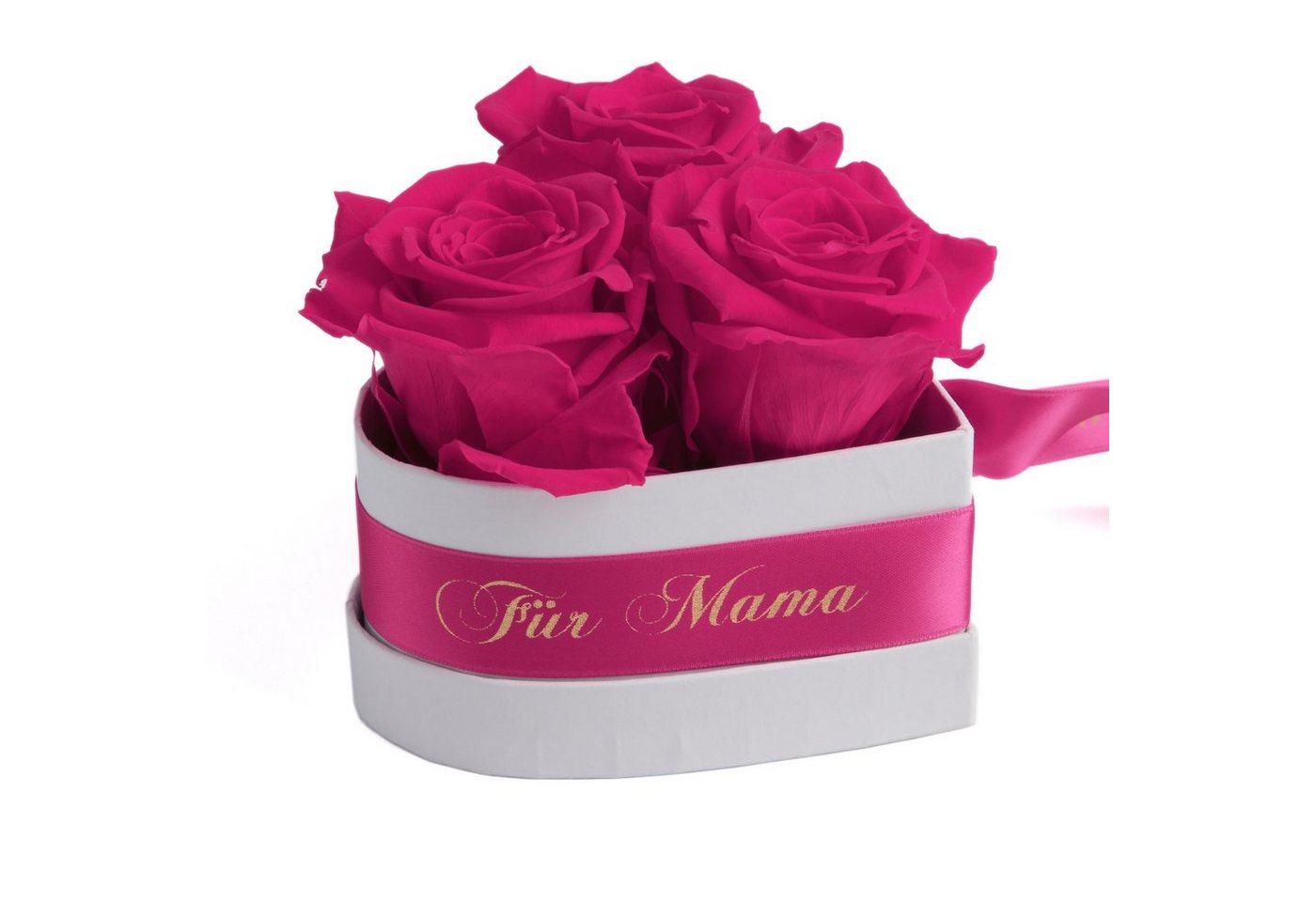 Kunstblume Rosenbox Herz 3 Infinity Rosen Mama, ich hab Dich lieb Geschenk Rose, ROSEMARIE SCHULZ Heidelberg, Höhe 10 cm, echte Rosen haltbar bis zu 3 Jahre von ROSEMARIE SCHULZ Heidelberg