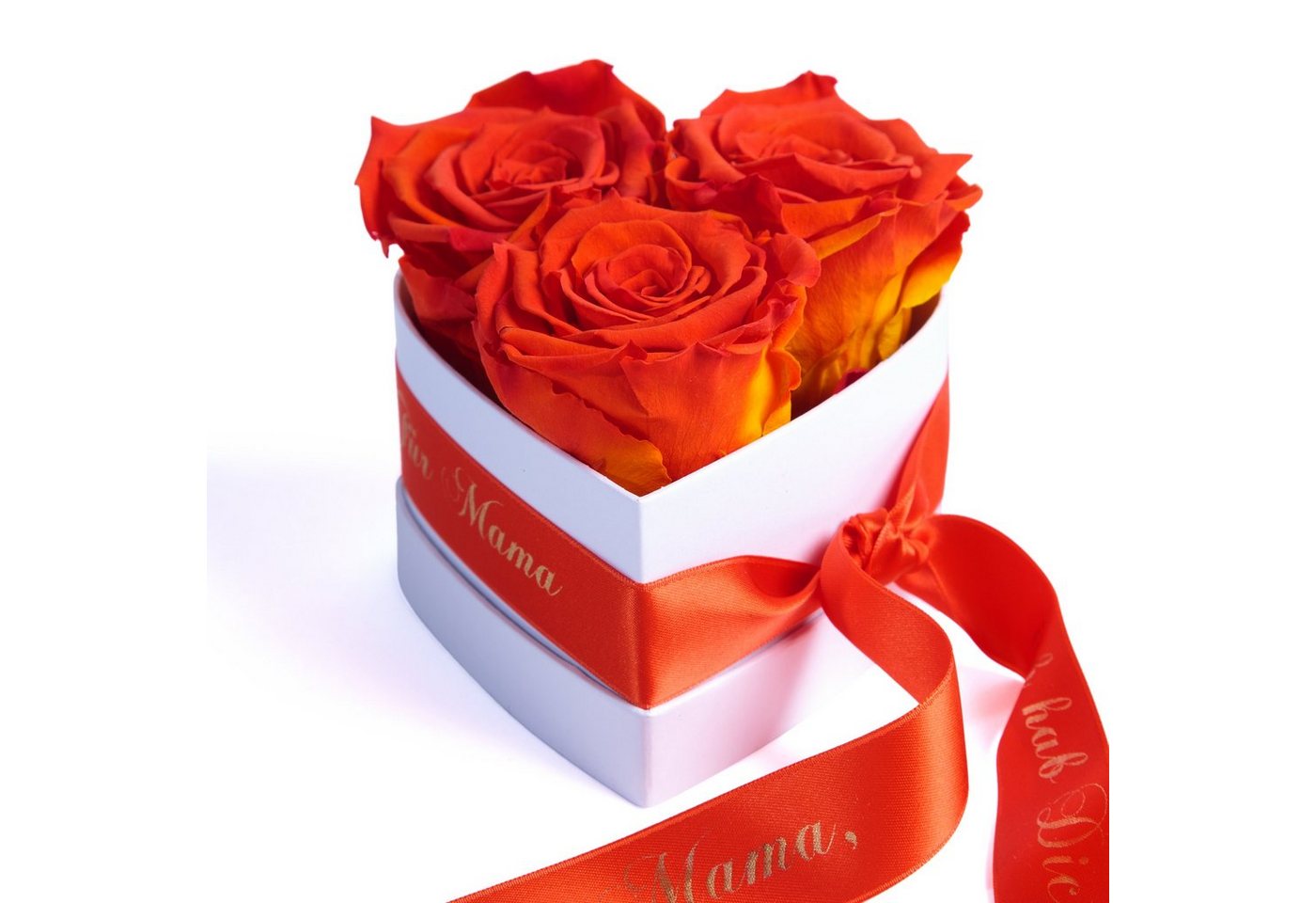 Kunstblume Rosenbox Herz 3 Infinity Rosen Mama, ich hab Dich lieb Geschenk Rose, ROSEMARIE SCHULZ Heidelberg, Höhe 10 cm, echte Rosen haltbar bis zu 3 Jahre, Made in Germany von ROSEMARIE SCHULZ Heidelberg